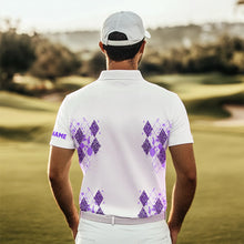 Load image into Gallery viewer, Purple Leopard argyle pattern matching golf shirt for couples custom his and hers matching golf outfit NQS9737