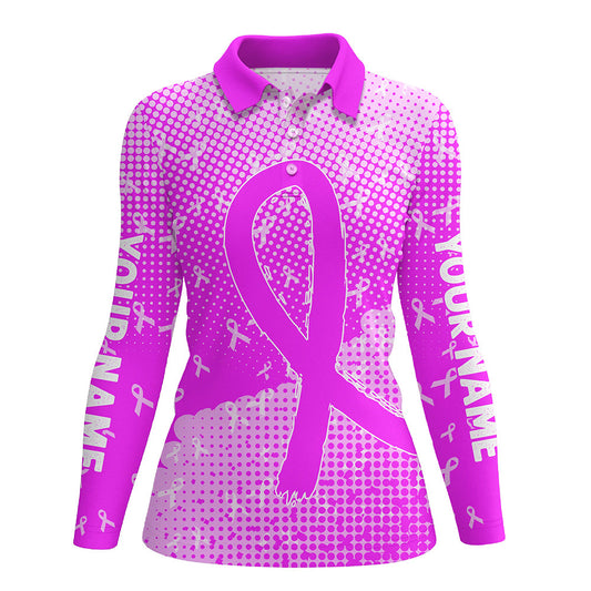 Purple ribbons pattern Custom Bowing Shirts For Women, Breast Cancer Awareness team bowling jerseys NQS8105