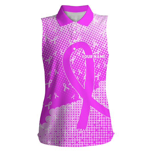 Purple ribbons Custom Bowing Sleeveless Polo Shirts, Breast Cancer Awareness team bowling jerseys NQS8105