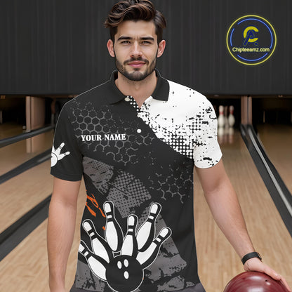 Black and white Mens bowling shirts Custom retro Turkey bowling Thanksgiving bowling team jersey NQS10723