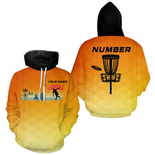 Load image into Gallery viewer, Orange gradient Retro disc golf Hoodies custom name and number disc golf hoodie NQS8779