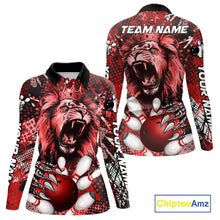 Load image into Gallery viewer, Red Camo Lion roar Bowling Polo, Quarter Zip Shirts for Women Custom Lion Bowling Team jerseys NQS11523