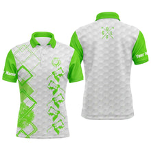 Load image into Gallery viewer, Green and white Mens golf polo custom name men's golf apparel, gifts for golf lovers NQS5551