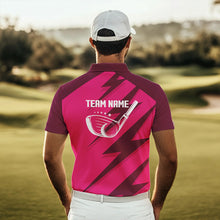 Load image into Gallery viewer, Men golf polo shirts pink lightning custom name and team name golf shirt, golfing gifts NQS9428
