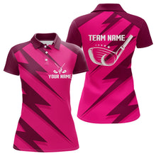 Load image into Gallery viewer, Women golf polo shirts pink lightning custom name and team name golf shirt, golfing gifts NQS9428