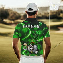 Load image into Gallery viewer, Green shamrock pattern Funny Golf Polo Shirt For Men Custom St Patrick's Day Lucky men's golf outfit NQS11134