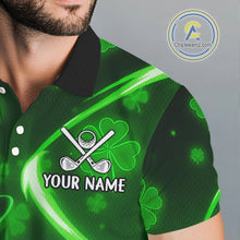 Load image into Gallery viewer, Green shamrock pattern Funny Golf Polo Shirt For Men Custom St Patrick's Day Lucky men's golf outfit NQS11134