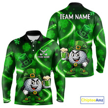 Load image into Gallery viewer, Green shamrock pattern Funny Golf Polo Shirt For Men Custom St Patrick's Day Lucky men's golf outfit NQS11134