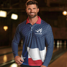 Load image into Gallery viewer, Men's bowling Polo, Quarter Zip shirts Custom name Texas flag vintage Bowling Team Bowlers Jerseys NQS9768