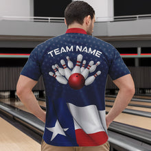 Load image into Gallery viewer, Men's bowling Polo, Quarter Zip shirts Custom name Texas flag vintage Bowling Team Bowlers Jerseys NQS9768