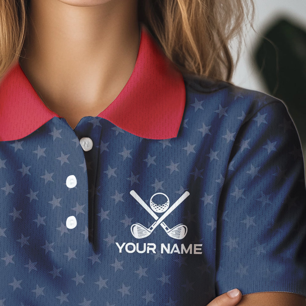 Texas Flag Golf Polo Shirts For Women Custom Team Name ladies golf tops, patriotic golf gifts NQS9769