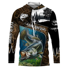Load image into Gallery viewer, Largemouth Bass Fishing UV protection Customize name long sleeves fishing shirts for men, women, kid NQS753
