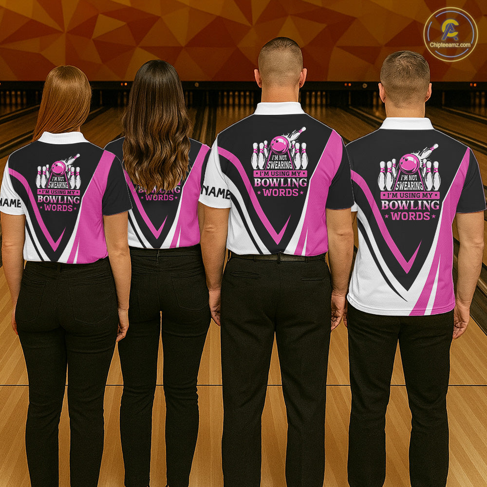 Custom Funny Bowling shirts for men I'm not swearing, I'm using my bowling words Pink bowl shirts NQS11547
