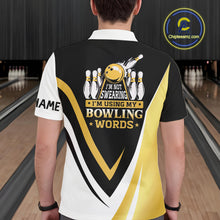 Load image into Gallery viewer, Custom Funny Bowling shirts for men I'm not swearing, I'm using my bowling words Gold bowl shirts NQS11548