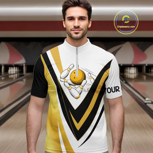 Custom Funny Bowling shirts for men I'm not swearing, I'm using my bowling words Gold bowl shirts NQS11548