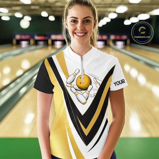 Custom Funny Bowling shirts for Women I'm not swearing, I'm using my bowling words Gold bowl shirts NQS11548