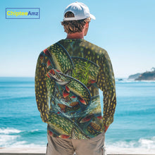 Load image into Gallery viewer, Personalized Northern Pike Fishing jerseys, Pike scales long sleeve fishing shirts uv protection NQS10333