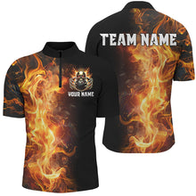 Load image into Gallery viewer, Flame Skull Black Bowling Shirts For Men Custom Team Bowling Jerseys, gift for bowlers NQS8369