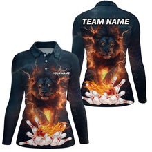 Load image into Gallery viewer, Lightning thunder storm Lion Flame Bowling Polo, 1/4 Zip Shirt For Women Custom Bowling Team Jersey NQS8567