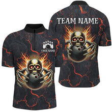 Load image into Gallery viewer, Custom Bowling Shirt for Men Personalized Skull Bowling Jersey Bowling Team League Polo, 1/4 Zip Shirt NQS8376