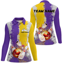 Load image into Gallery viewer, Yellow and Purple Camo Bowling Polo, 1/4 zip shirts Custom Team Women Bowling jerseys NQS8157