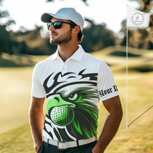 Load image into Gallery viewer, Mens golf polo shirts custom Green Eagle golf ball white golf tops, team golf attire for mens NQS10554