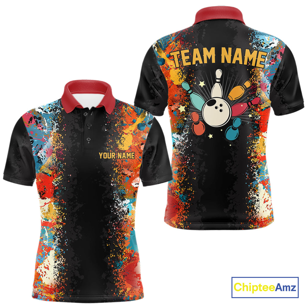 Colorful bowling jerseys Bowling Polo, 1/4 Zip Shirt for Men Custom Bowling Team shirts for bowlers NQS10566