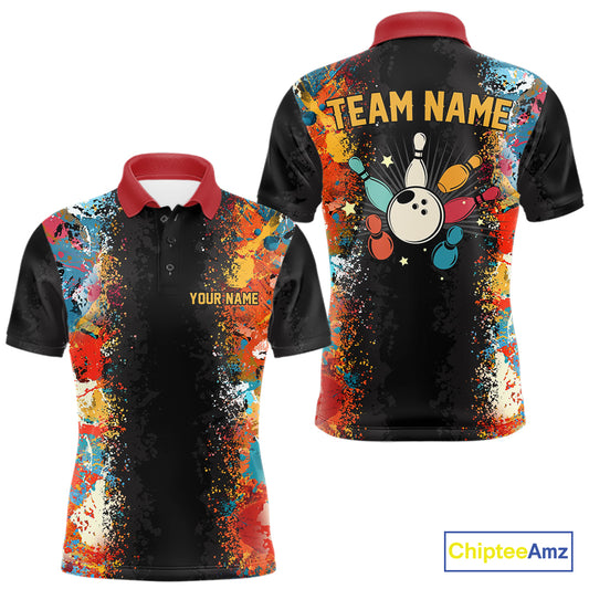 Colorful bowling jerseys Bowling Polo, 1/4 Zip Shirt for Men Custom Bowling Team shirts for bowlers NQS10566
