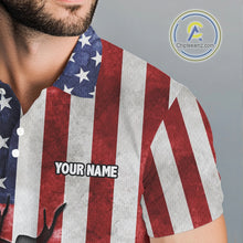 Load image into Gallery viewer, Vintage American Flag broken golf ball Mens Golf polo shirts Custom patriotic Golf attire For Mens NQS10051