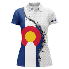 Load image into Gallery viewer, Womens golf polo shirts Colorado flag white golf ball skin pattern custom patriot team golf shirts NQS7983