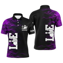 Load image into Gallery viewer, Purple Flame Bowling Custom Men Bowling Polo, Quarter zip Shirts Bowling Team Jerseys Tournament NQS8410