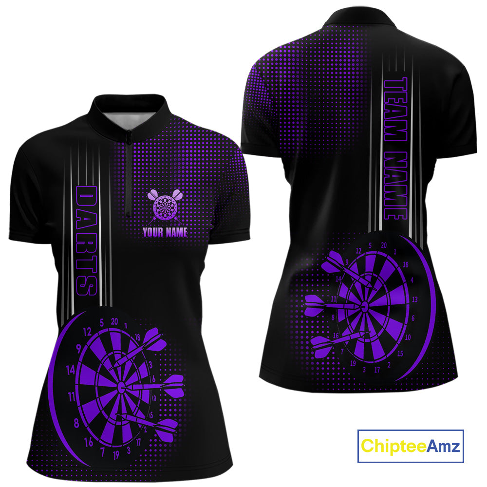 Personalized Black and Purple Darts Shirt For Women Custom Dart Outfit Team Jerseys NQS10594