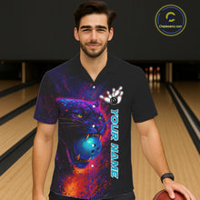 Load image into Gallery viewer, Colorful Panther Bowling Jerseys Bowling Hawaiian Shirt Custom Bowling Team shirts for bowlers NQS11186