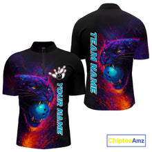 Load image into Gallery viewer, Colorful Panther Bowling Jerseys Bowling Shirt for Men Custom Bowling Team shirts for bowlers NQS11186