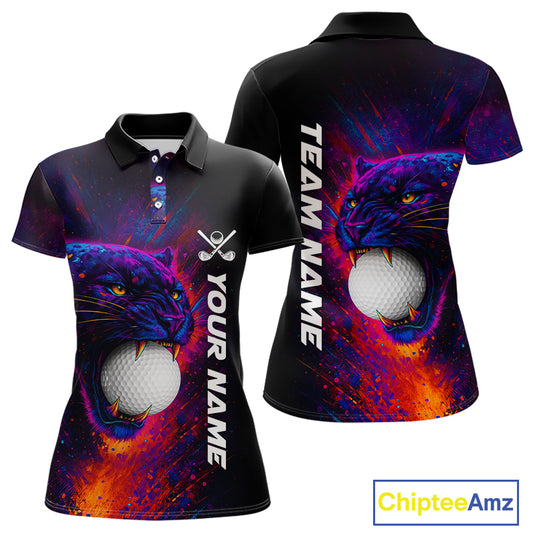 Colorful Panther Golf Polo Shirts For Women Custom ladies Golf attire, Personalized team golf gifts NQS11187