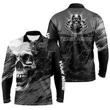 Load image into Gallery viewer, Black and Gray Skull Bowling Custom Bowling Polo, 1/4 zip Shirts For Men Bowling Team League Jerseys NQS8425
