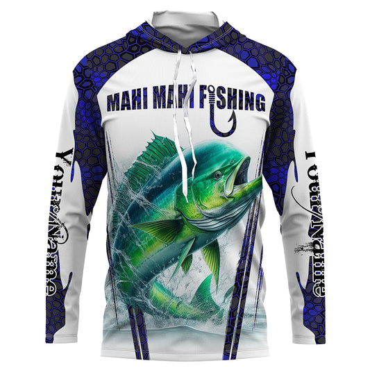Mahi mahi fishing blue camo Custom Funny Fishing Shirts UV Protection Gift For Fisherman NQS5651