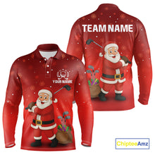 Load image into Gallery viewer, Funny Santa Golf Red Christmas snowflake pattern Men's Golf Polo shirts Custom Xmas Golf Outfits NQS10993