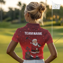 Load image into Gallery viewer, Funny Santa Golf Red Christmas snowflake pattern Women's Golf Polo shirts Custom Xmas Golf Outfits NQS10993