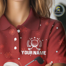 Load image into Gallery viewer, Funny Santa Golf Red Christmas snowflake pattern Women's Golf Polo shirts Custom Xmas Golf Outfits NQS10993