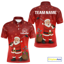 Load image into Gallery viewer, Funny Santa Golf Red Christmas snowflake pattern Men's Golf Polo shirts Custom Xmas Golf Outfits NQS10993