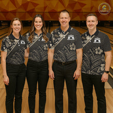 Load image into Gallery viewer, Black tribal pattern Bowling Polo, 1/4 zip Shirts For Women Custom Team Bowling Jerseys NQS11389