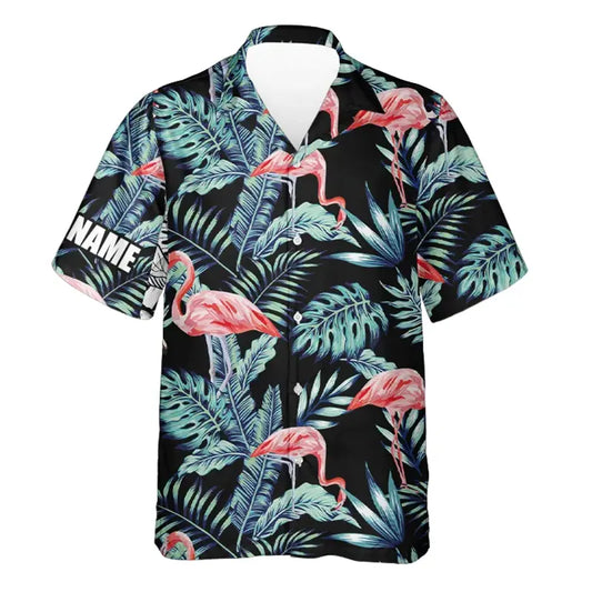 Custom Blue pink Hawaiian bowling shirt for women – personalized team jersey front view