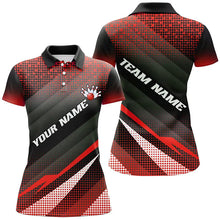 Load image into Gallery viewer, Red Bowling Custom Women Bowling Polo, Quarter zip Shirts Bowling Team Jerseys Bowling Tournament NQS8885