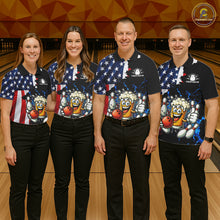 Load image into Gallery viewer, Funny Beer Bowling Shirts for Men Custom US Flag Patriotic Team Bowling Jerseys Uniforms NQS11602