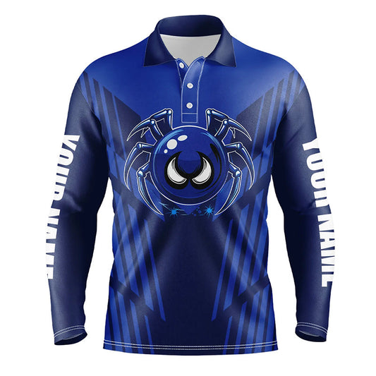 Funny Blue spider bowling ball Men Bowling Polo, Quarter zip shirts custom bowling Team jerseys NQS8206