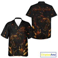 Load image into Gallery viewer, Personalized Black and Orange Tiger Bowling Team Hawaiian Shirt, Tiger Bowling Jersey NQS11203