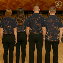 Load image into Gallery viewer, Personalized Black and Orange Tiger Bowling Team Polo, 1/4 Zip Shirts For Men, Tiger Bowling Jerseys NQS11203