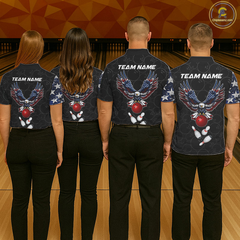 American Flag Eagle Bowling shirts for Women Custom patriotic team bowling jerseys, gift for bowlers NQS11406