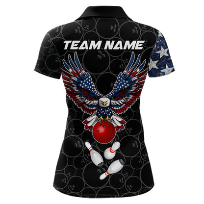 American Flag Eagle Bowling shirts for Women Custom patriotic team bowling jerseys, gift for bowlers NQS11406